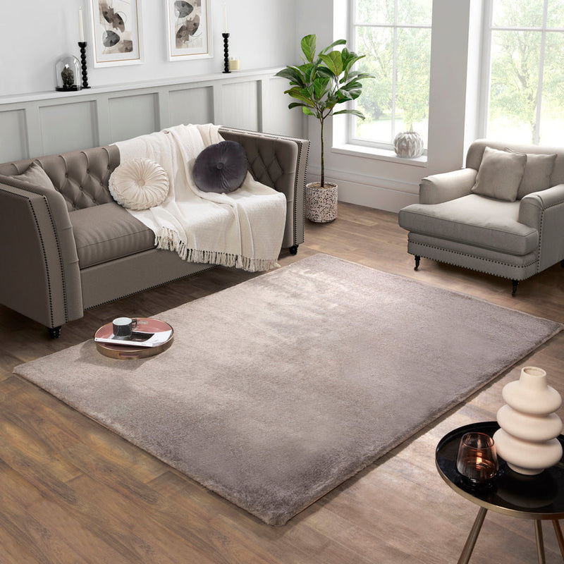 Tipped Luxe Fur Warm Mink Contemporary Minimal Rug