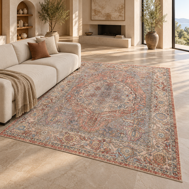 Prestige Alia Antique Beige & Muted Rust Bohemian Vintage Rug