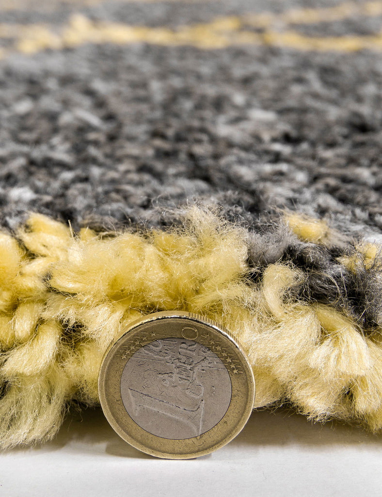 Fantasy Trellis Dark Grey/Yellow Shaggy Rug - MacCarthys