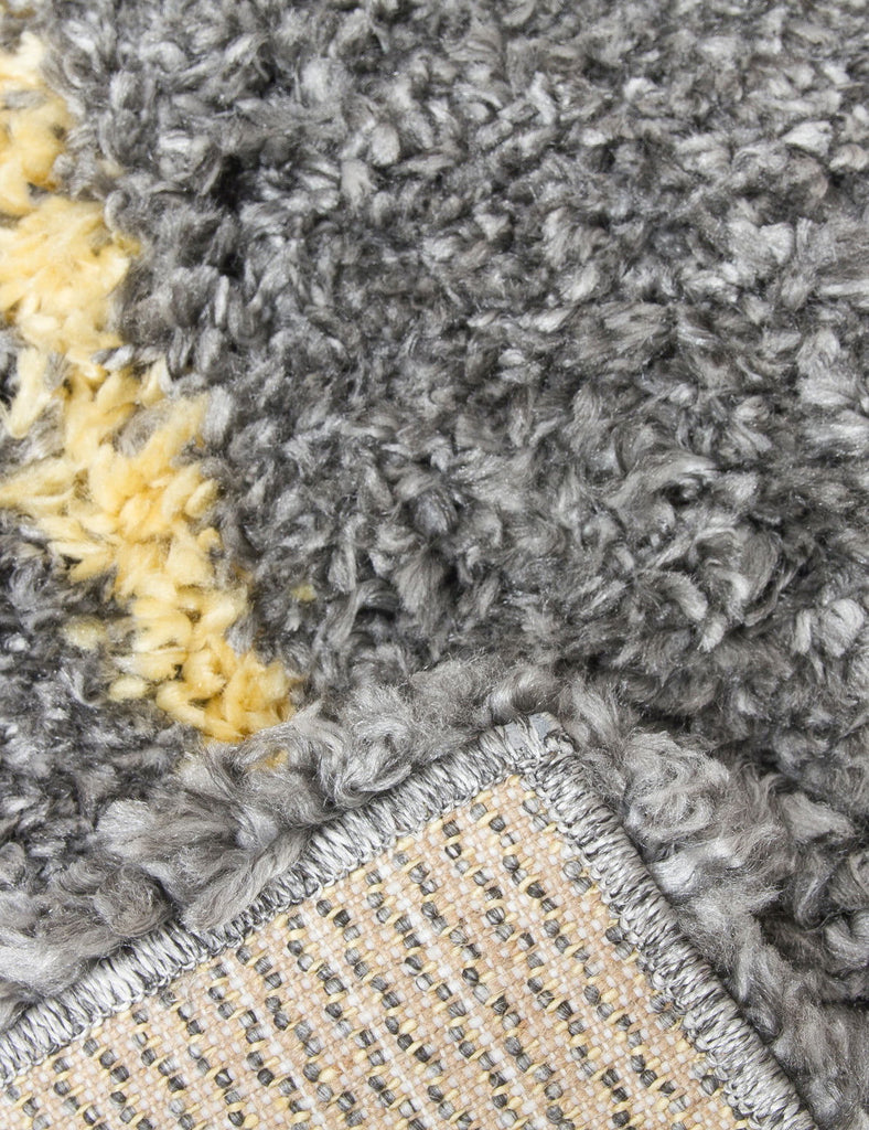 Fantasy Trellis Dark Grey/Yellow Shaggy Rug - MacCarthys