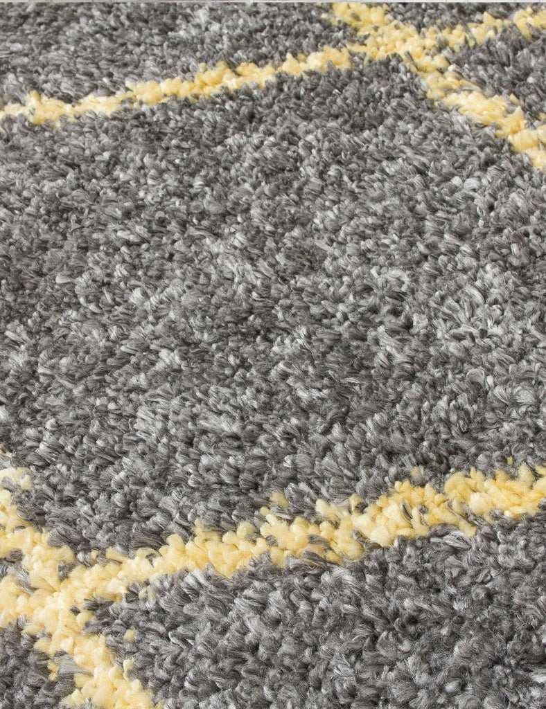 Fantasy Trellis Dark Grey/Yellow Shaggy Rug - MacCarthys