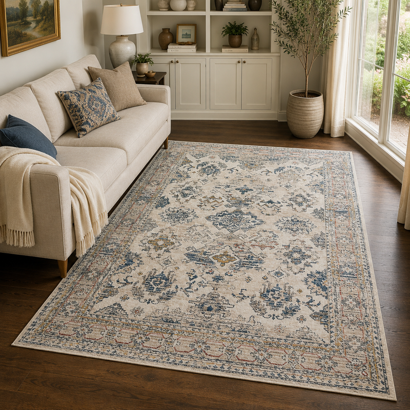 Urco Nova Lillian Navy & Beige Classic Vintage Rug