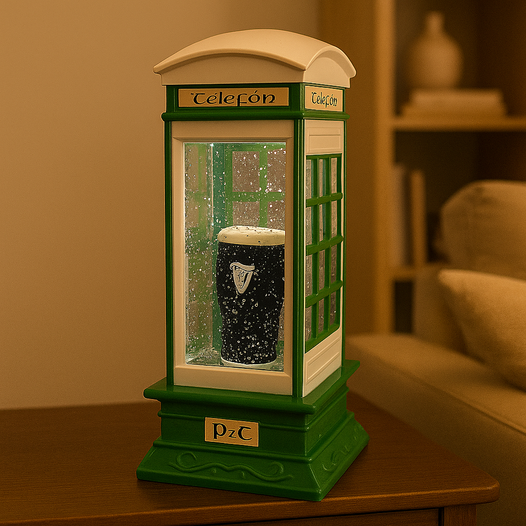 Glitter filled Irish Telephone Box with Pint of Guinness