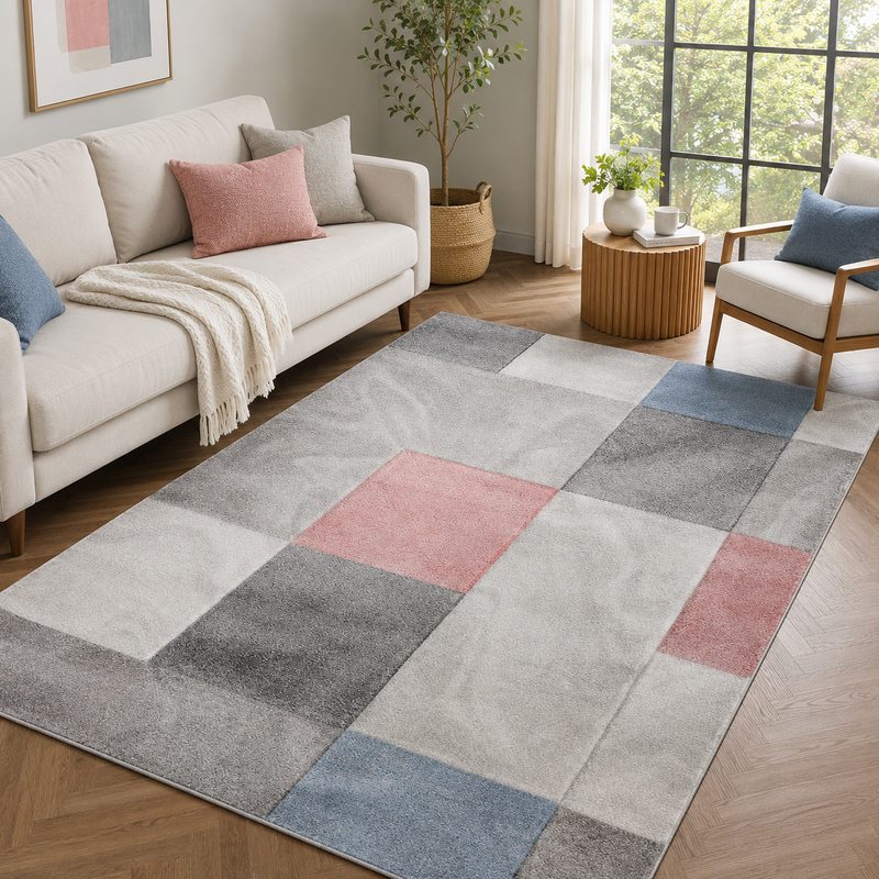 Urco Orbit Riga Grey & Pink Modern Contemporary Rug