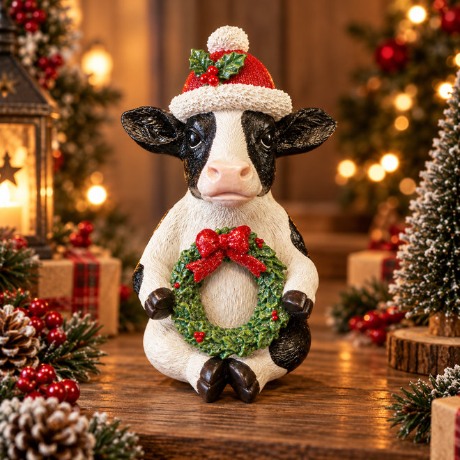 Christmas Cow & Sheep Farmyard Christmas Decoration