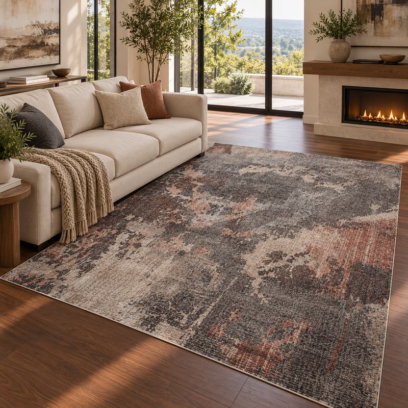 Prestige Alia Brow Charcoal & Ivory Cream Contemporary Modern Rug