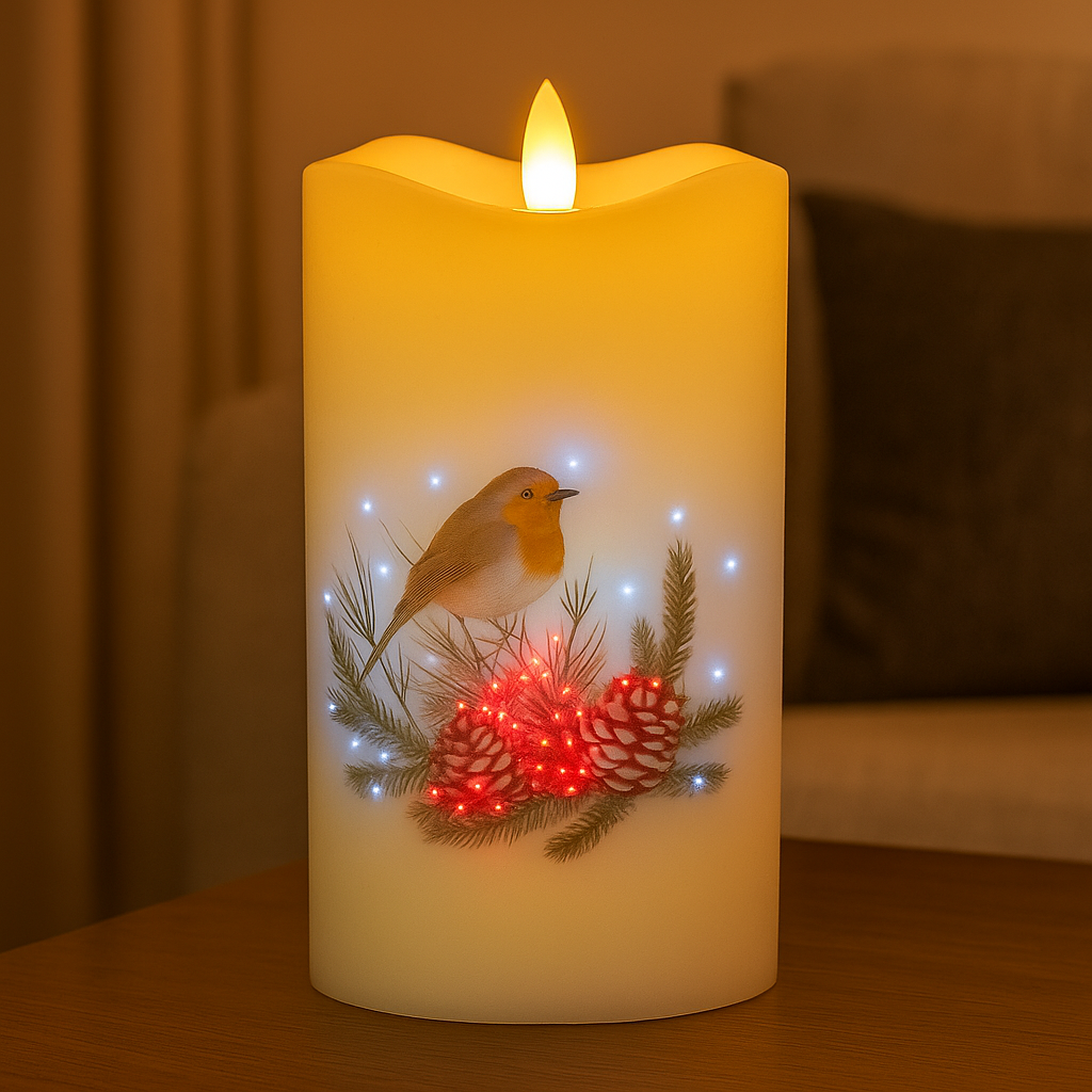 Robin Christmas LED Candle | Fibre Optic