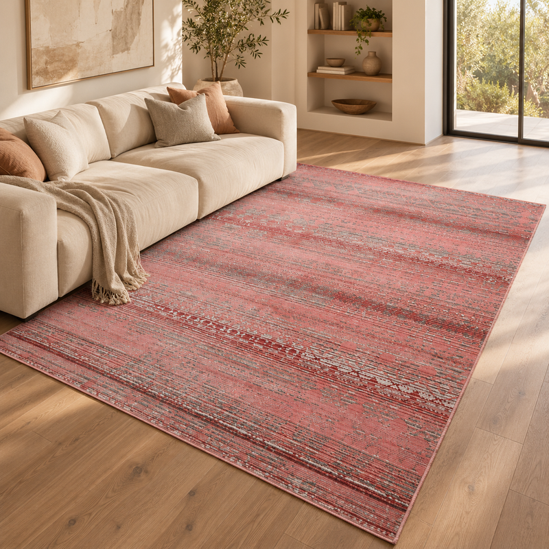 Urco Nova Owen Muted Terracotta Red Modern Bohemian Rug
