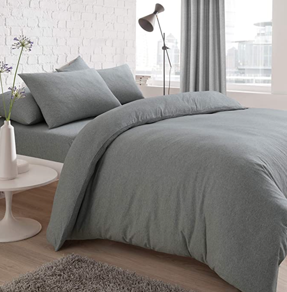 Sleepdown Jersey Melange Grey King Duvet Set - MacCarthys